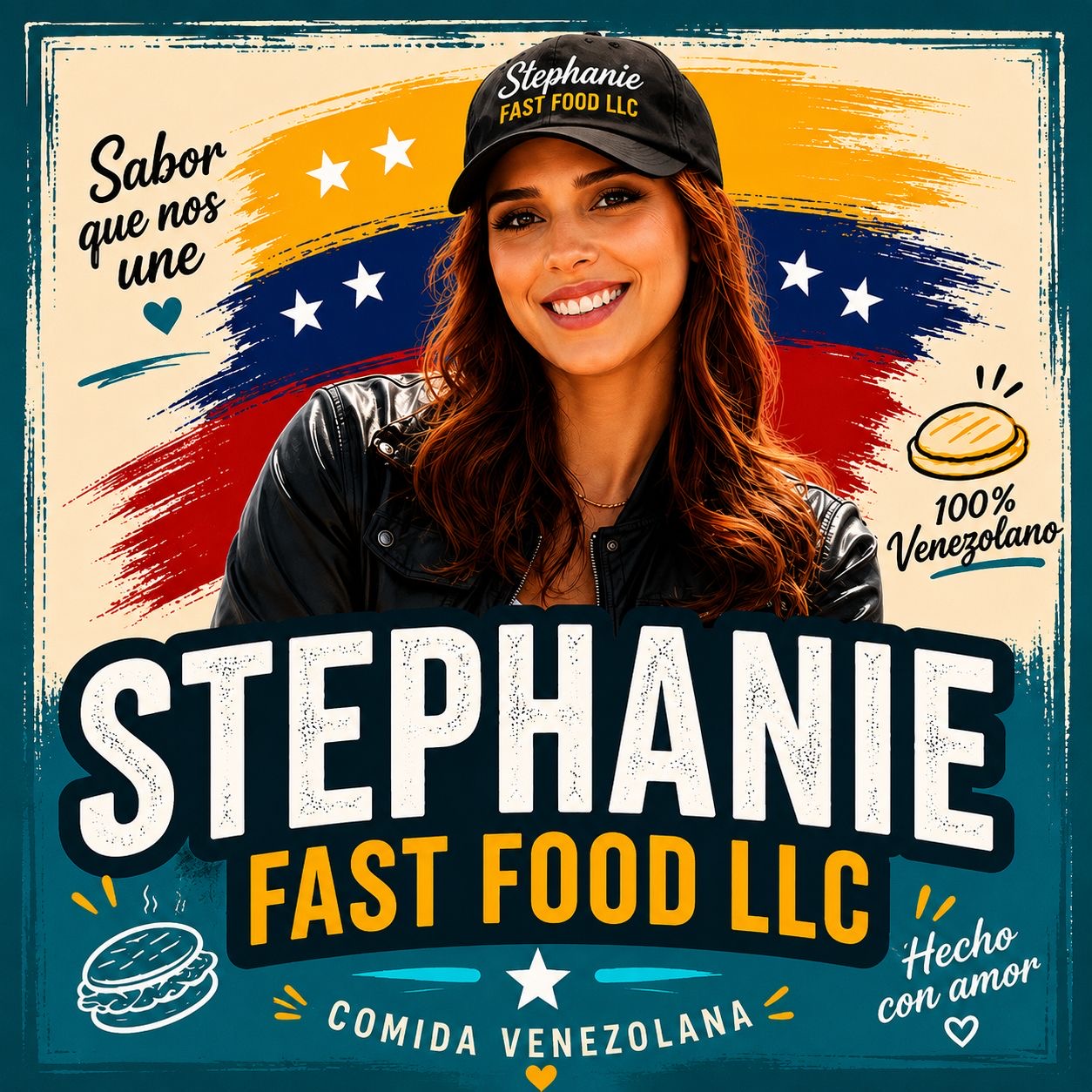Stephanie Fast Food LLC, comida venezolana, in Venezuelan flag colours